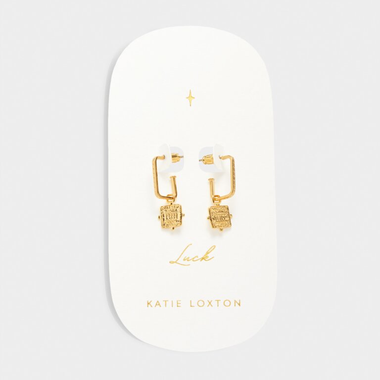 Katie Loxton Waterproof Antique Coin Hoop Earrings Luck Gold Plated Earrings