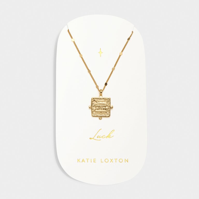 Katie Loxton Waterproof Antique Coin Necklace Luck Gold Plated Necklace