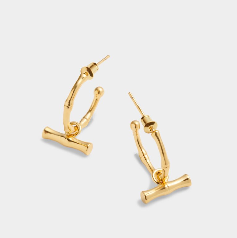 Katie Loxton Waterproof Bamboo Hoop Earrings Gold Plated Earrings