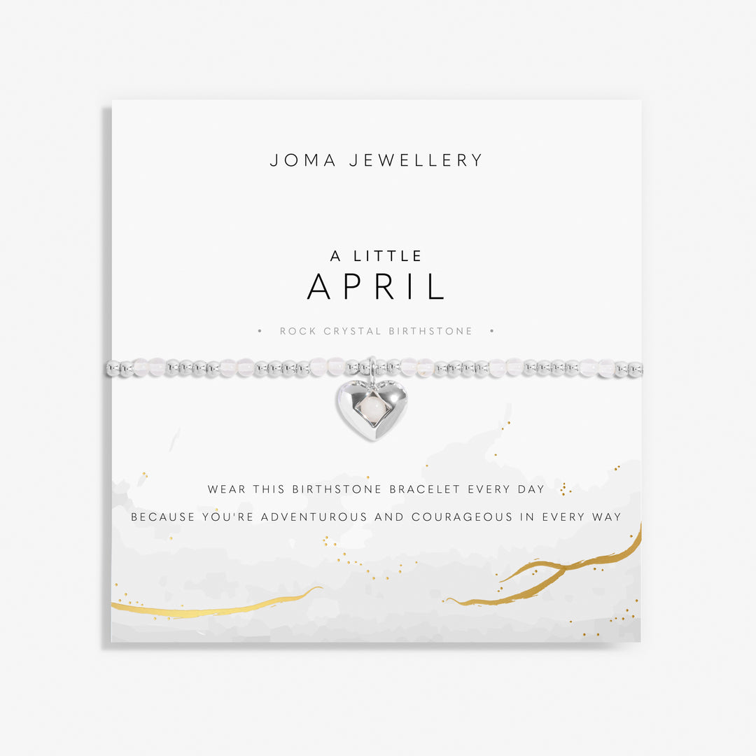 Joma Jewellery Birthstone A Little April Rock Crystal Silver Plated Bracelet