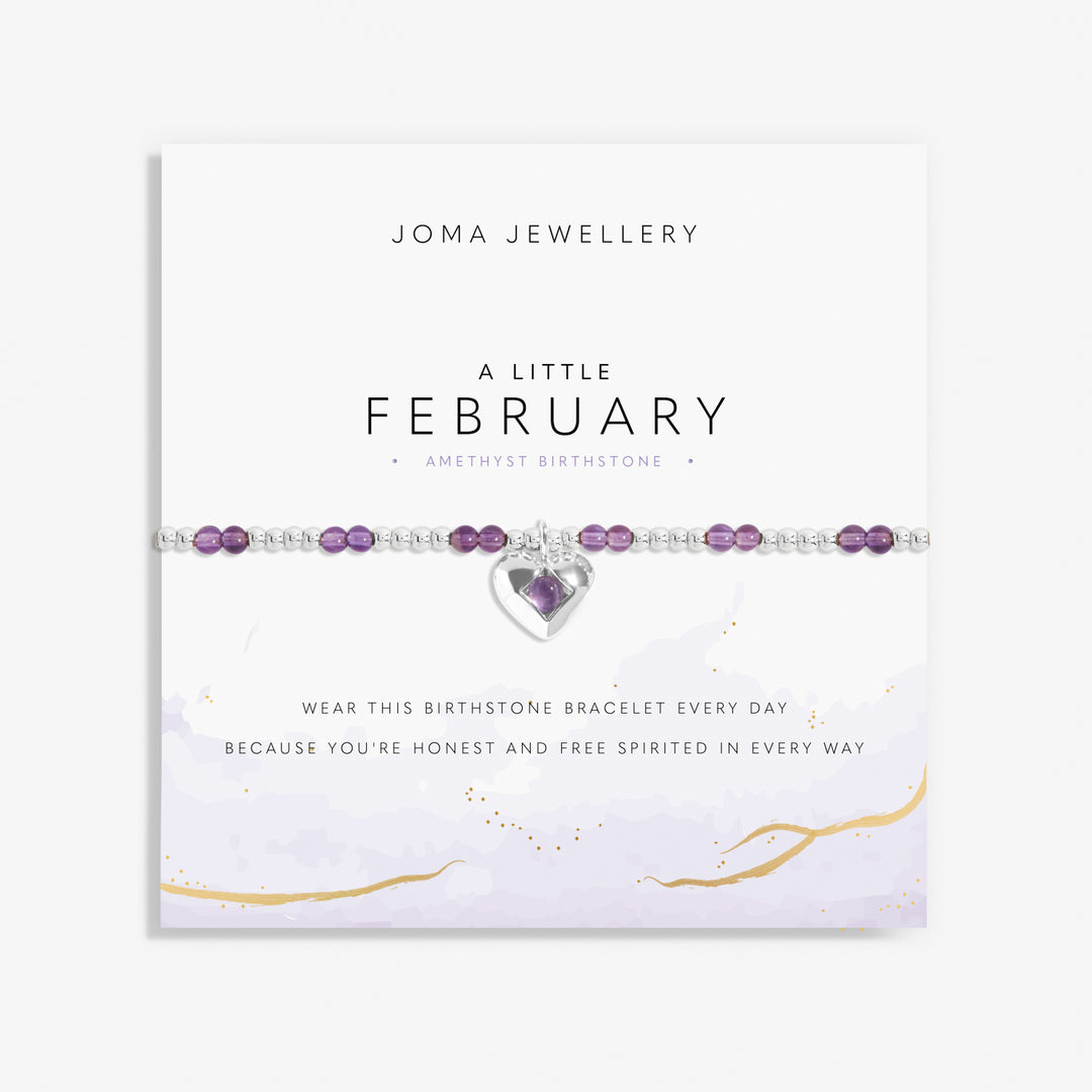 Joma Jewellery Birthstone A Little February Amethyst Silver Plated Bracelet