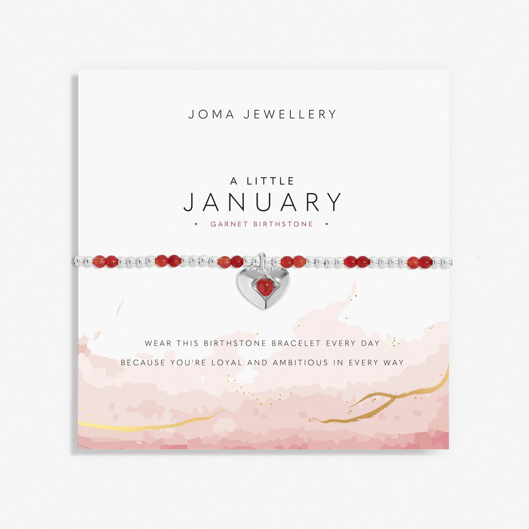 Joma Jewellery Birthstone A Little January Garnet Silver Plated Bracelet