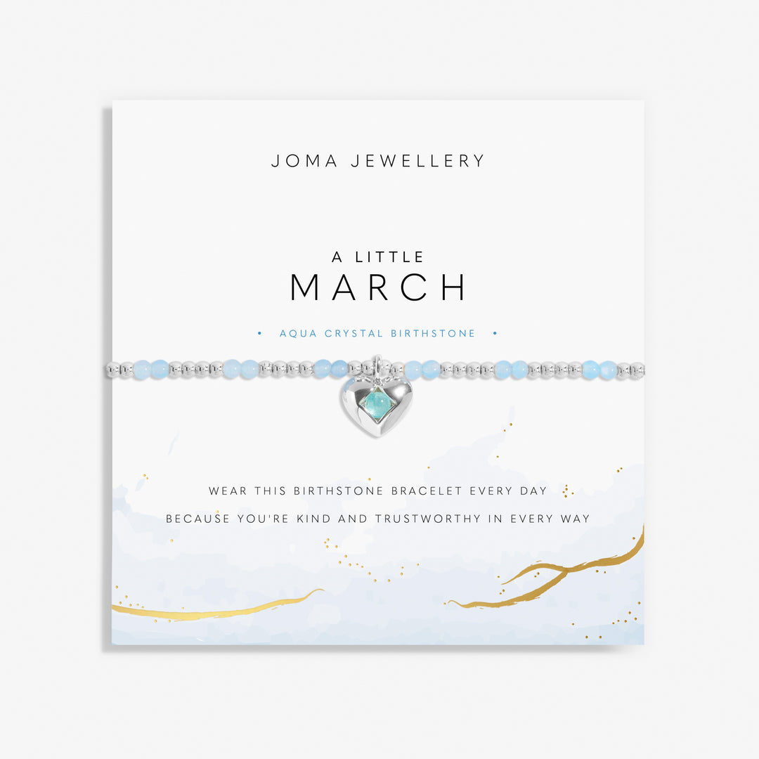 Joma Jewellery Birthstone A Little March Aqua Crystal Silver Plated Bracelet