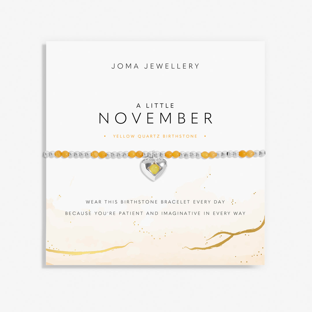 Joma Jewellery Birthstone A Little November Yellow Quartz Silver Plated Bracelet