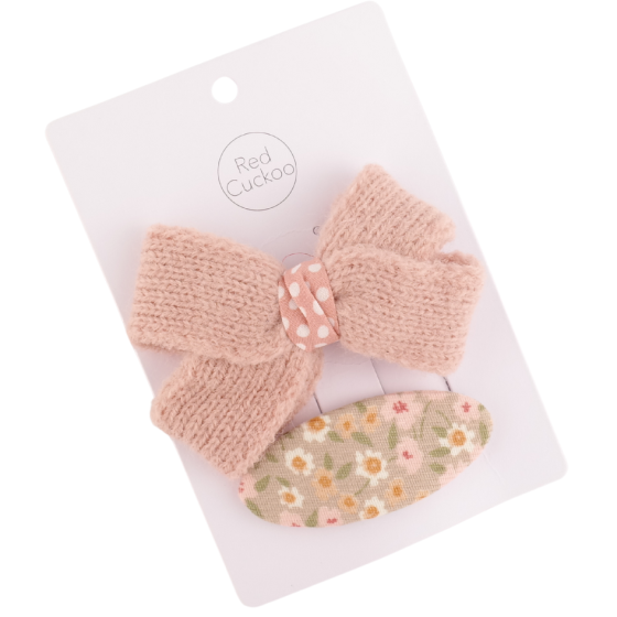 Bow Hair Clips Pack Pink