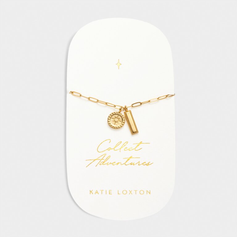 Katie Loxton Waterproof Carded Charm Bracelet Collect Adventures Gold Plated Bracelet