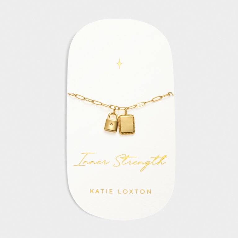 Katie Loxton Waterproof Carded Charm Bracelet Inner Strength Gold Plated Bracelet