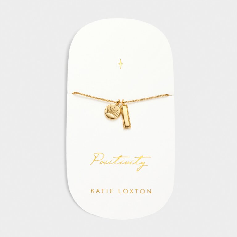 Katie Loxton Waterproof Carded Charm Bracelet Positivity Gold Plated Bracelet
