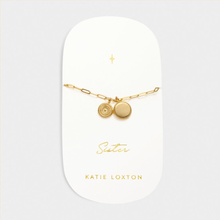 Katie Loxton Waterproof Carded Charm Bracelet Sister Gold Plated Bracelet