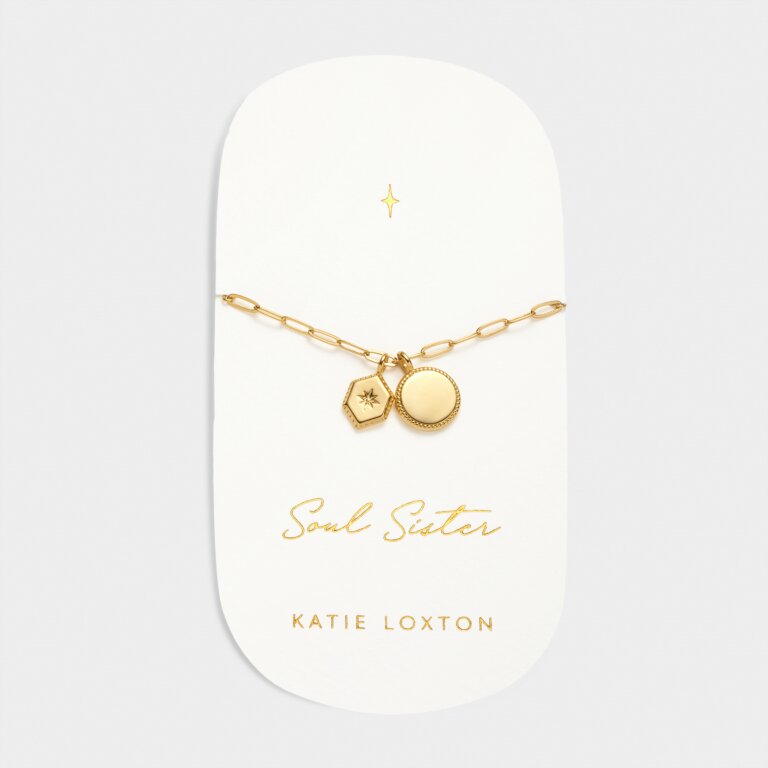 Katie Loxton Waterproof Carded Charm Bracelet Soul Sister Gold Plated Bracelet