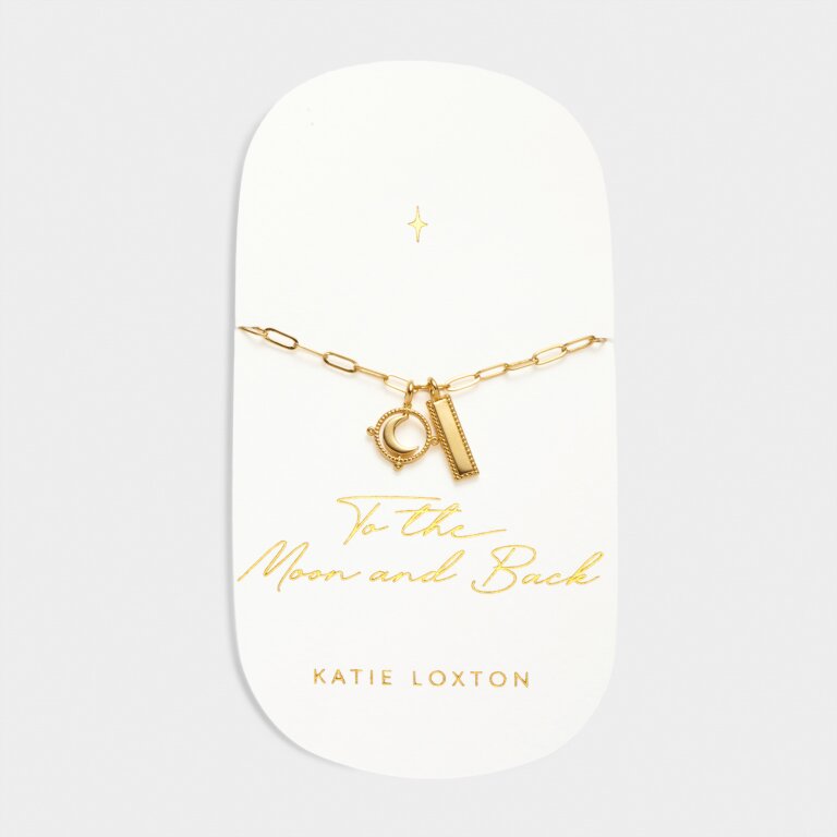 Katie Loxton Waterproof Carded Charm Bracelet To The Moon & Back Gold Plated Bracelet