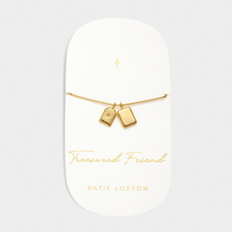 Katie Loxton Waterproof Carded Charm Bracelet Treasured Friend Gold Plated Bracelet