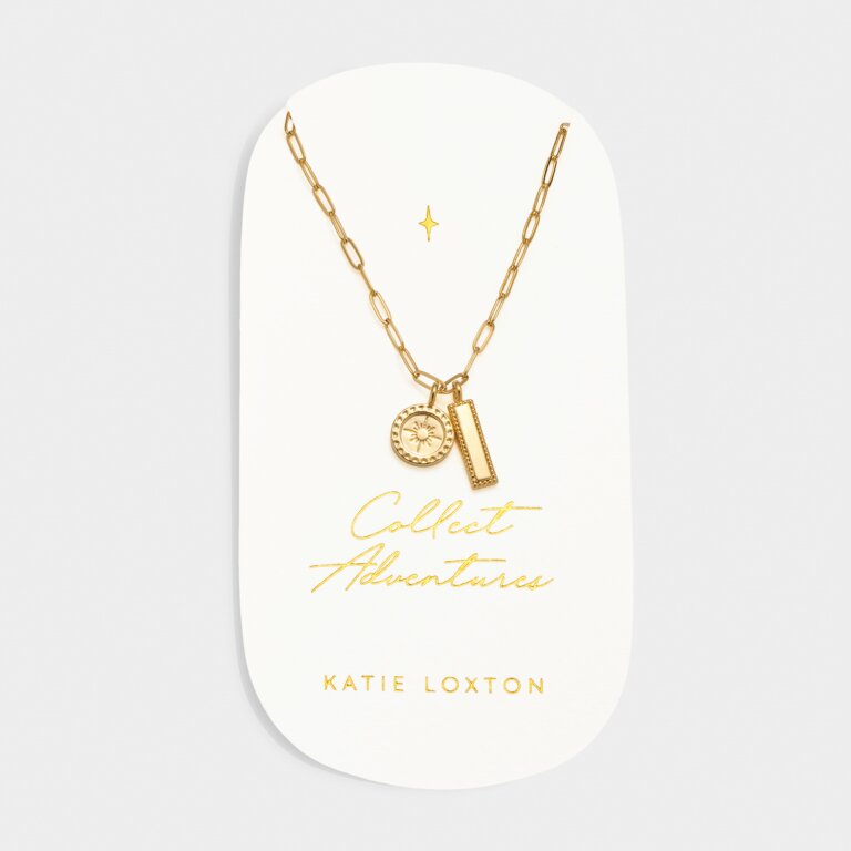 Katie Loxton Waterproof Carded Charm Necklace Collect Adventures Gold Plated Necklace