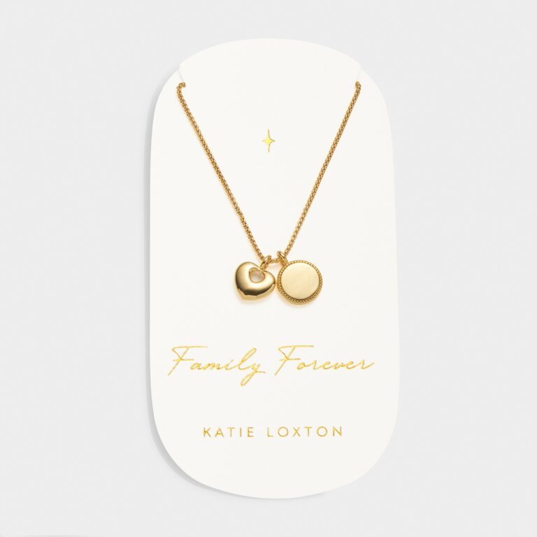 Katie Loxton Waterproof Carded Charm Necklace Family Forever Gold Plated Necklace