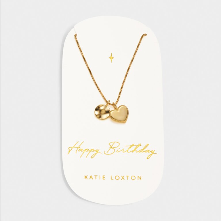 Katie Loxton Waterproof Carded Charm Necklace Happy Birthday Gold Plated Necklace