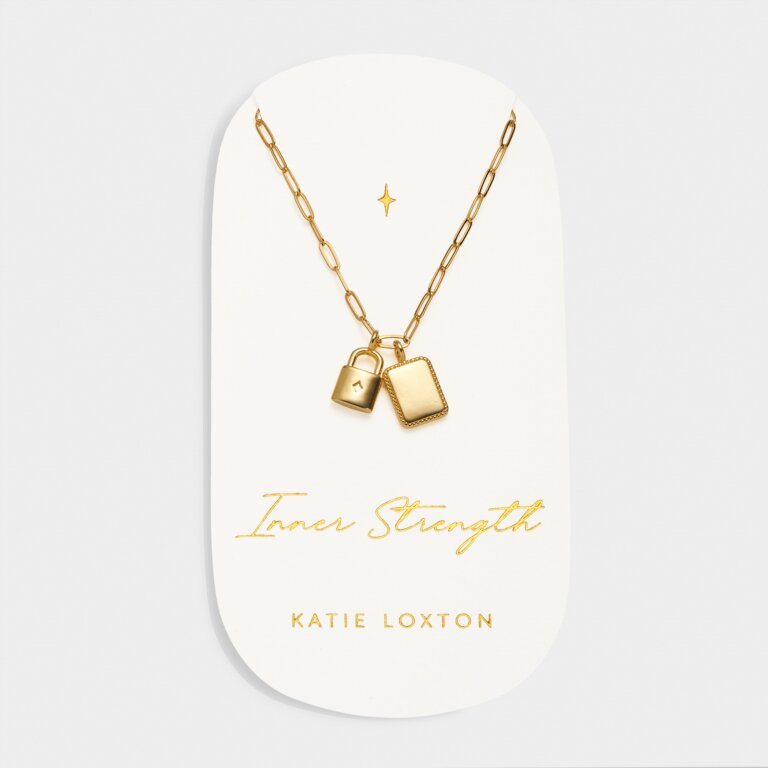 Katie Loxton Waterproof Carded Charm Necklace Inner Strength Gold Plated Necklace