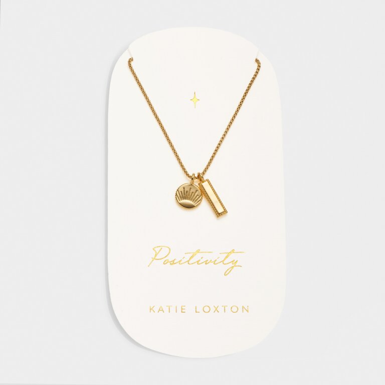Katie Loxton Waterproof Carded Charm Necklace Positivity Gold Plated Necklace