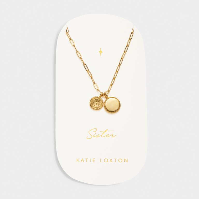 Katie Loxton Waterproof Carded Charm Necklace Sister Gold Plated Necklace