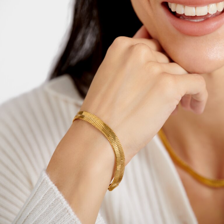 Katie Loxton Waterproof Ciana Large Snake Chain Bracelet Gold Plated Bracelet