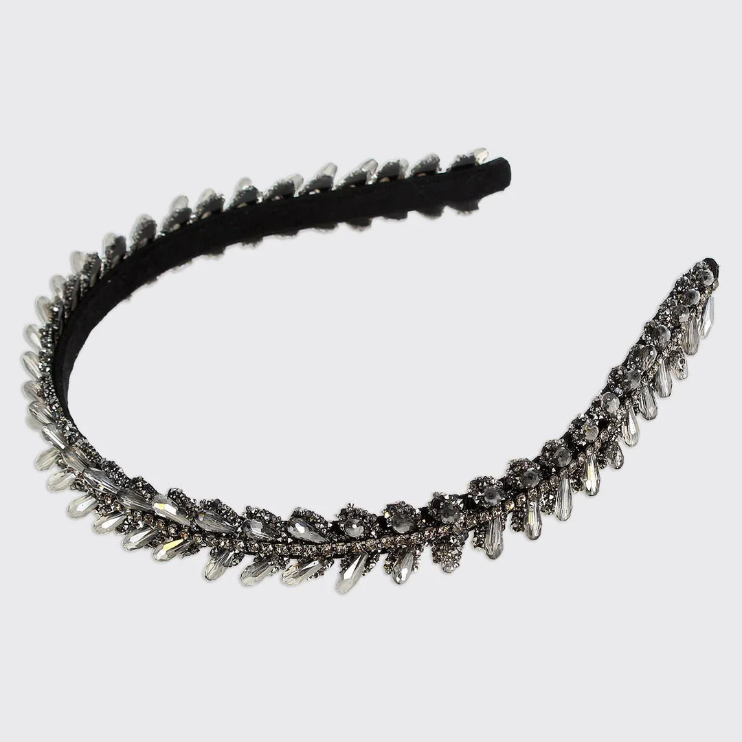Crystal Teardrop Headband Black