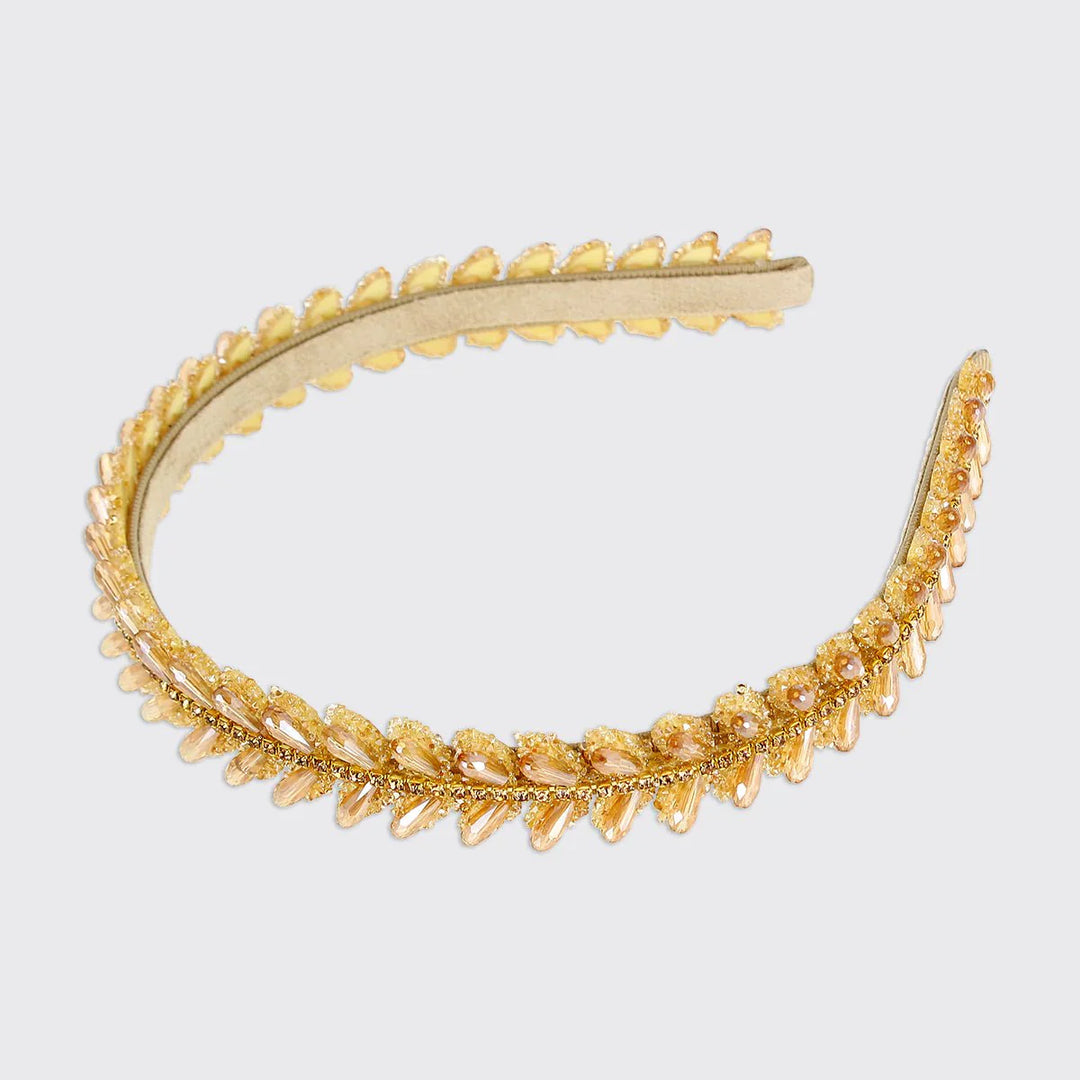 Crystal Teardrop Headband Gold