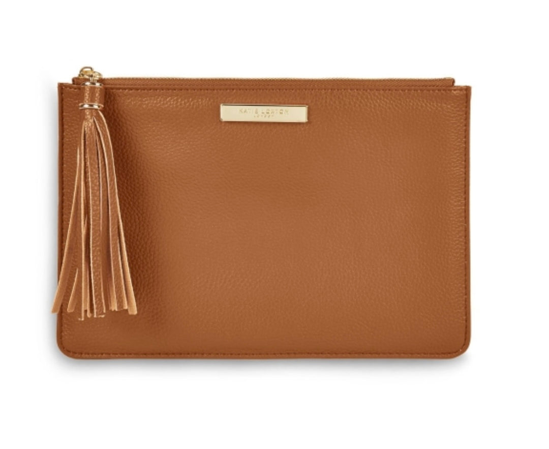 SOPHIA TASSEL POUCH - COGNAC