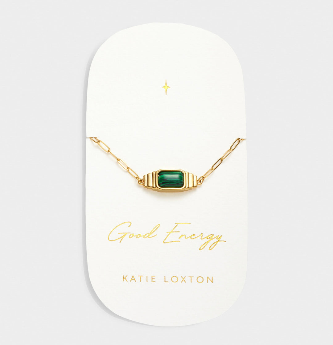 Katie Loxton Waterproof Malachite Bracelet Good Energy Gold Plated Bracelet