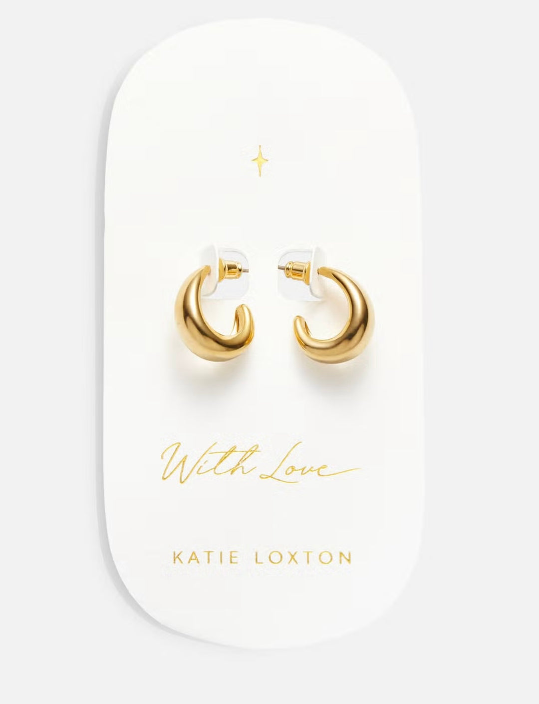 Katie Loxton Waterproof Signet Hoop Earrings With Love Gold Plated Earrings