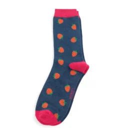 Miss Sparrow Socks Strawberries Navy