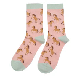 Miss Sparrow Wild Horses Socks Dusky Pink