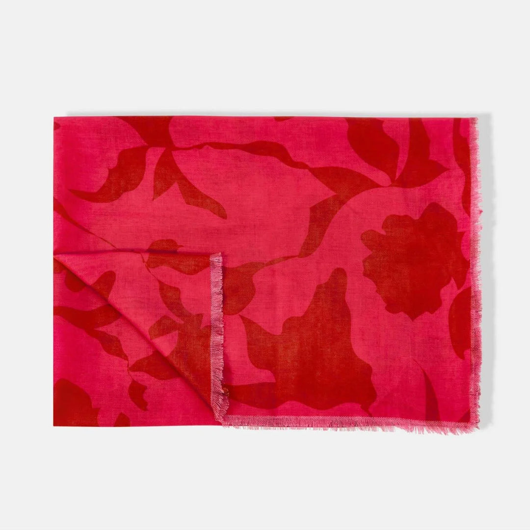 Katie Loxton Printed Scarf Abstract Flower Fuchsia/Red