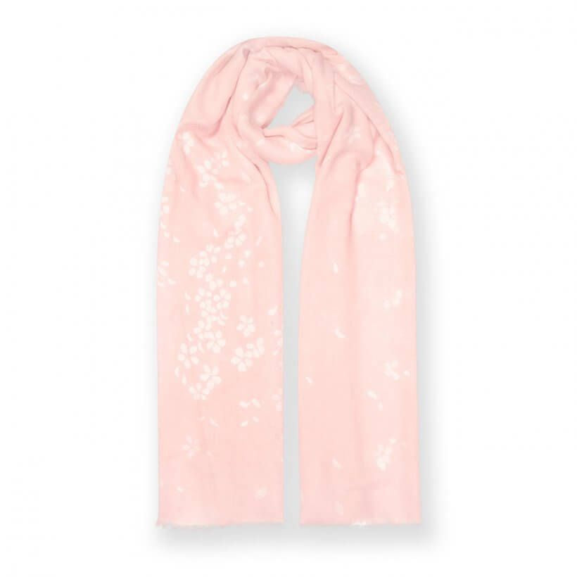 Katie Loxton Printed Scarf Petal Print Blush Pink And White