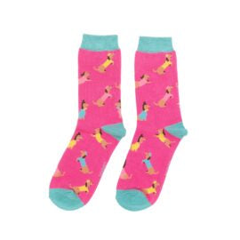 Miss Sparrow Sausage Dog Pals Socks Hot Pink