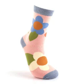 Miss Sparrow Large Flower Socks Dusty Pink