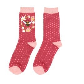 Miss Sparrow Bumble Bee Wreath Socks Red