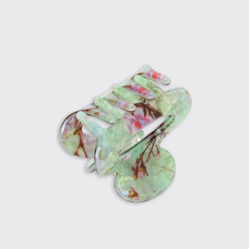 Lustre Green Small Cherry Blossom Claw Clip