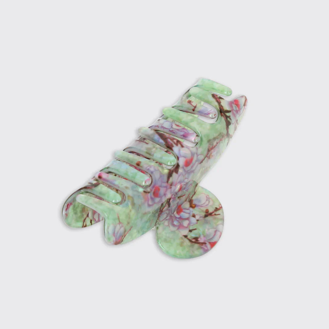 Lustre Green Cherry Blossom Chunky Claw Clip