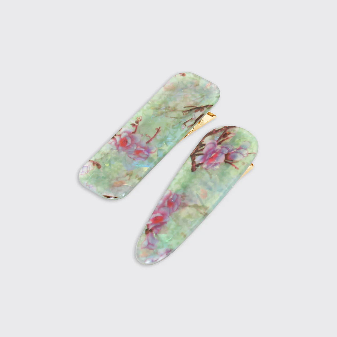 Lustre Green Set of Two Hair Clips