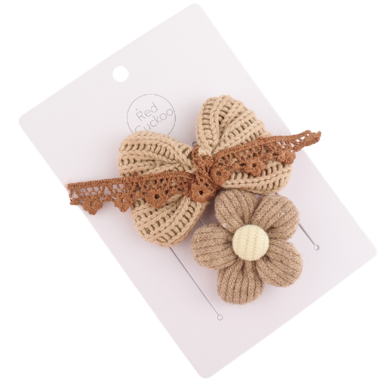 Flower Bow Hair Clips Mushroom Pack Of 2