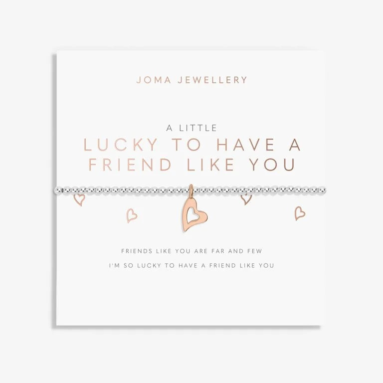 Joma Jewellery A Little Lucky To Have A Friend Like You Silver And Rose Gold Plated Bracelet