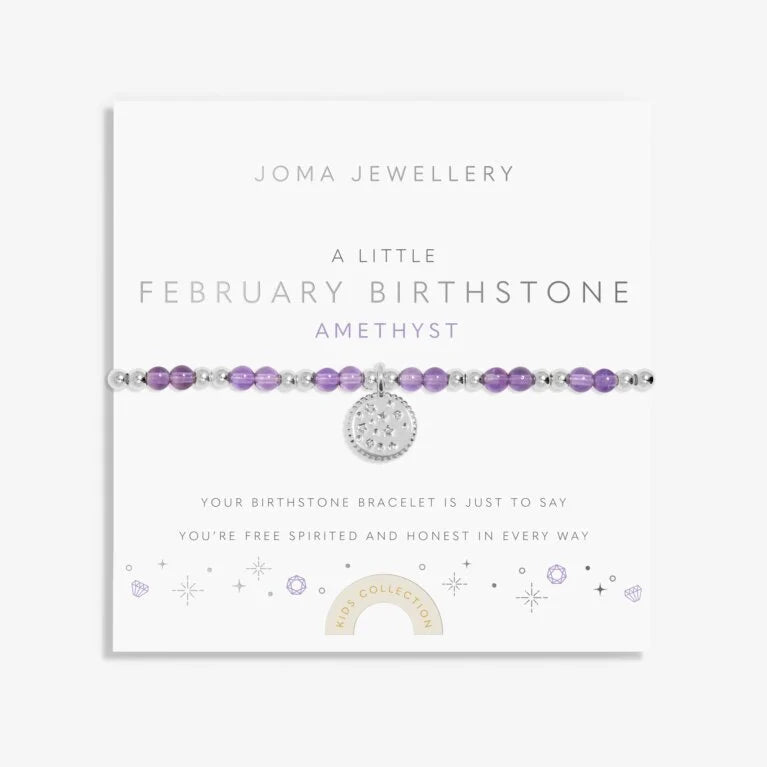 Joma Jewellery Children's Birthstone A Little February Silver Plated Bracelet