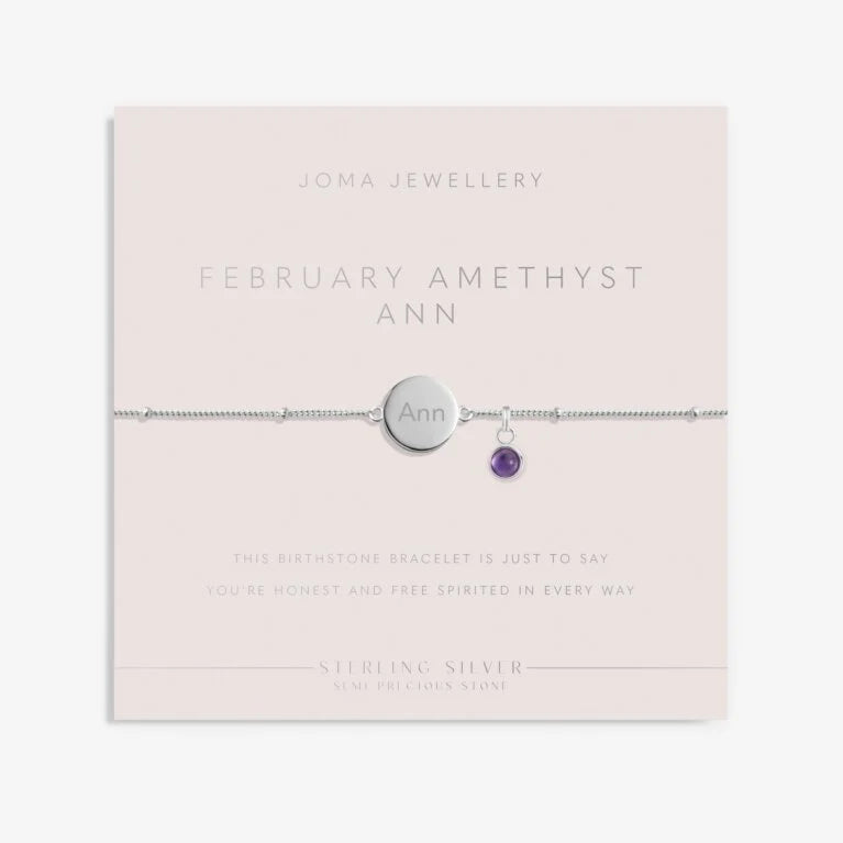 Joma Jewellery Sterling Silver Birthstone February Bracelet