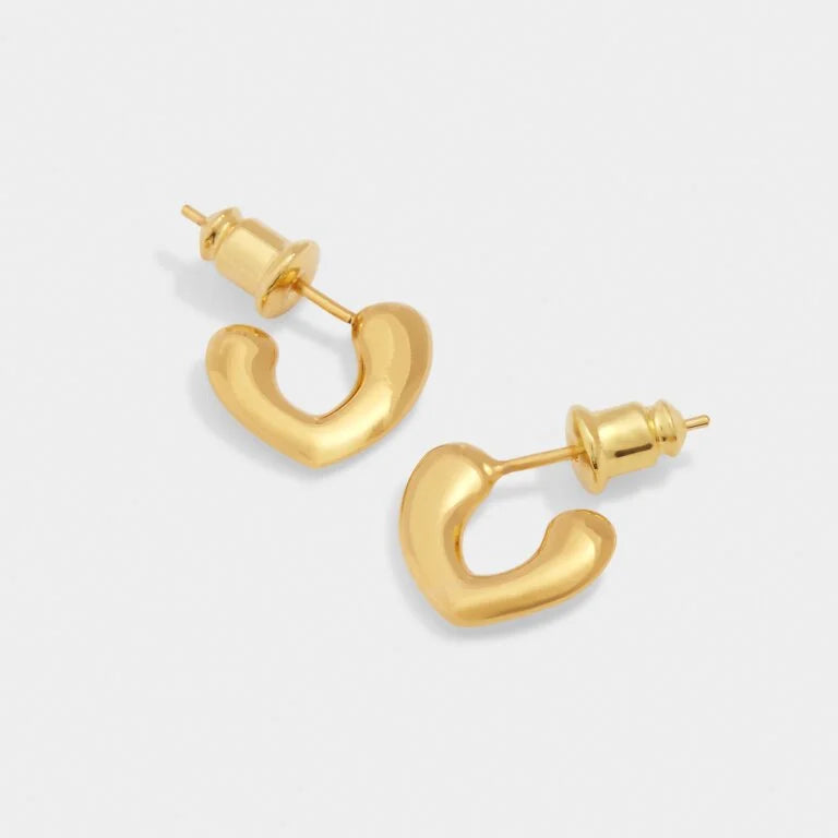 Katie Loxton Waterproof The Curated Collection Alora Heart Huggies Gold Coated Earrings