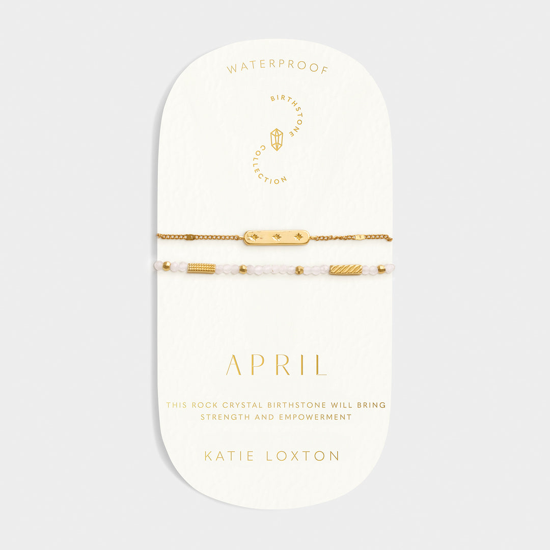 Katie Loxton Waterproof Birthstone Bracelet April Rock Crystal