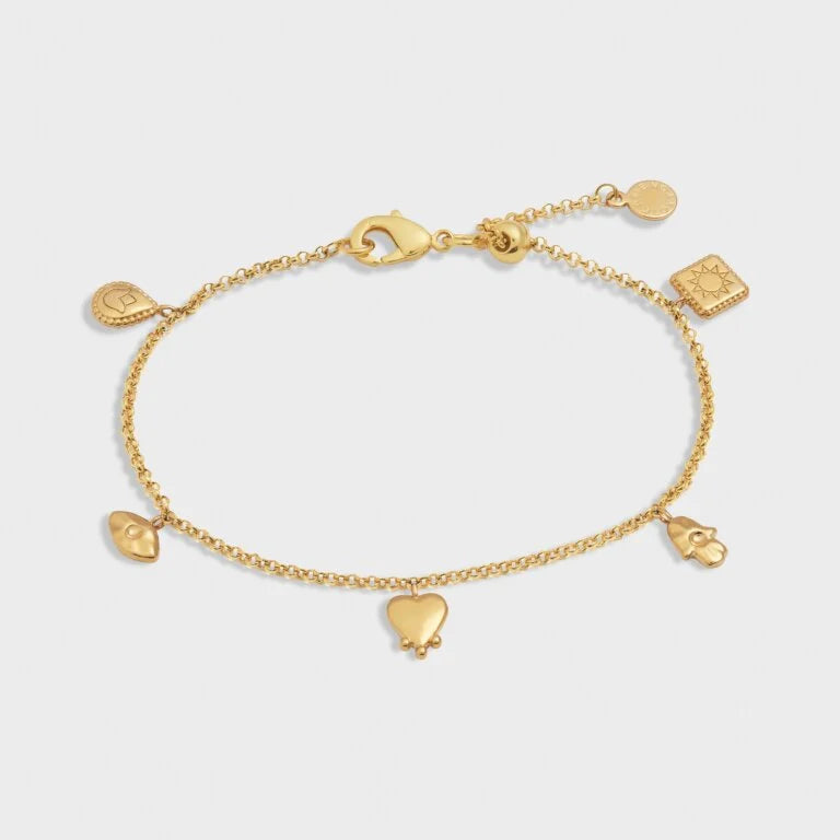 Katie Loxton Waterproof The Curated Collection Boheme Charm Bracelet Gold Coated Charm Bracelet Adjustable