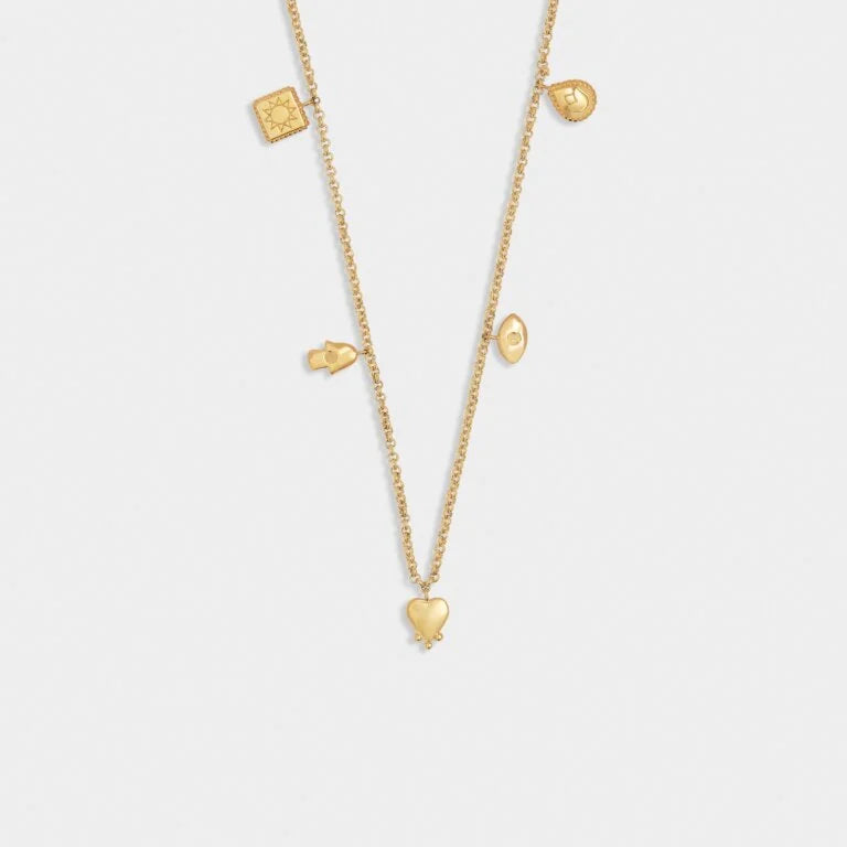 Katie Loxton Waterproof The Curated Collection Boheme Charm Necklace Gold