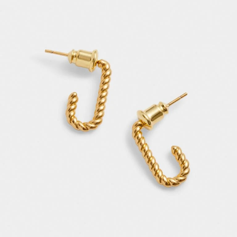 Katie Loxton Waterproof The Curated Collection Celine Rope Hoops Gold Coated Earrings