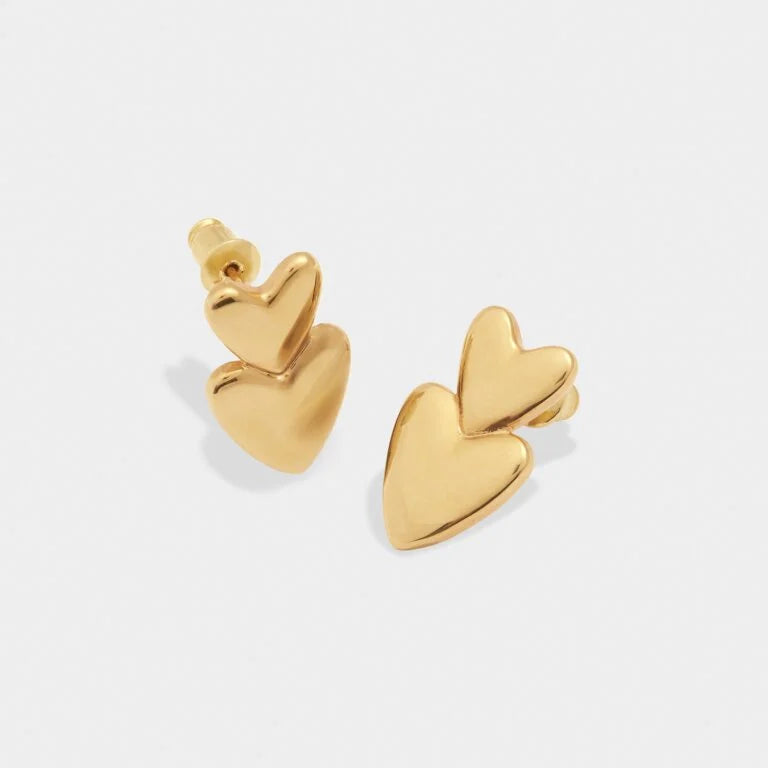 Katie Loxton Waterproof The Curated Collection Eros Heart Earrings Gold Coated Earrings