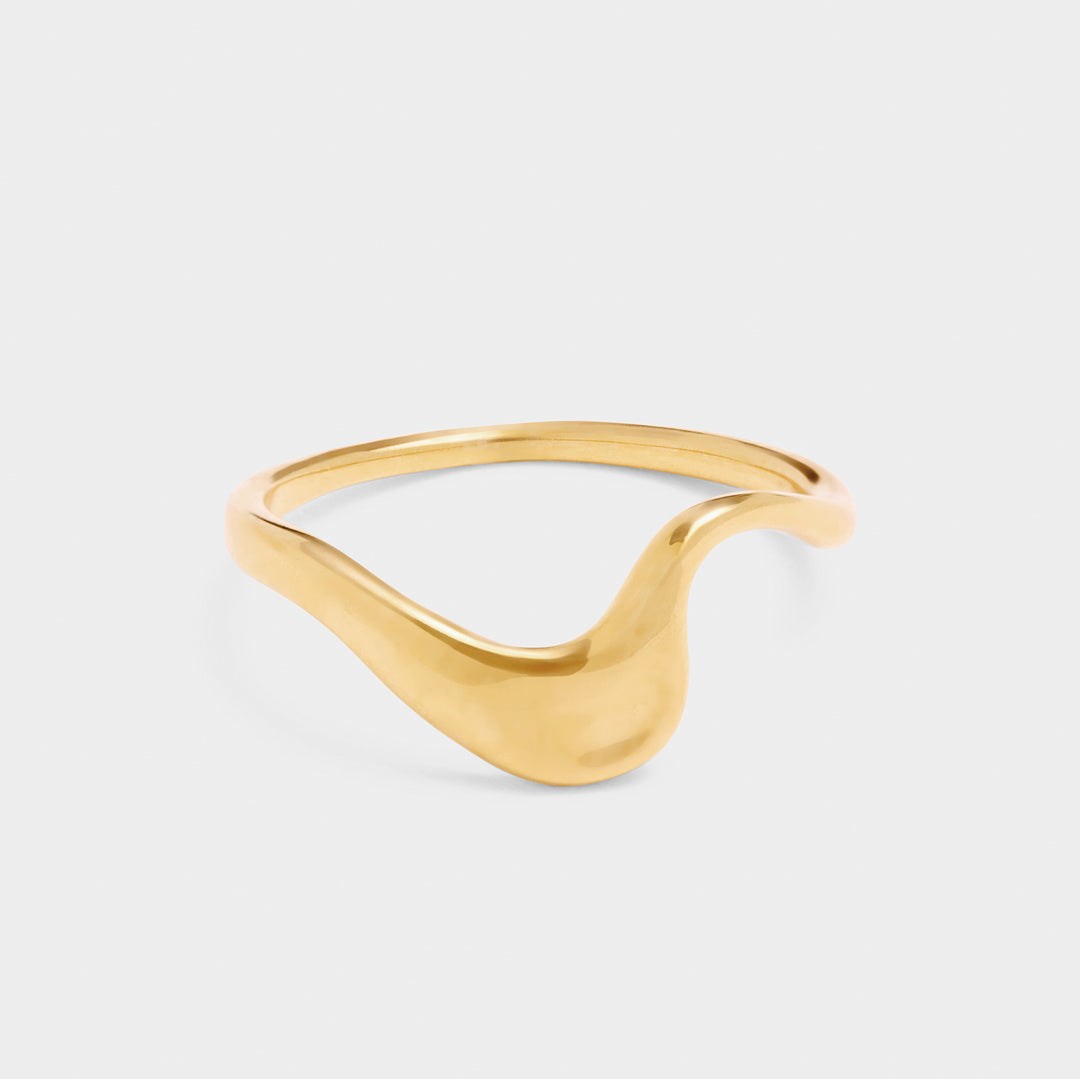 Katie Loxton Waterproof Marina Wave Ring Gold Coated Large