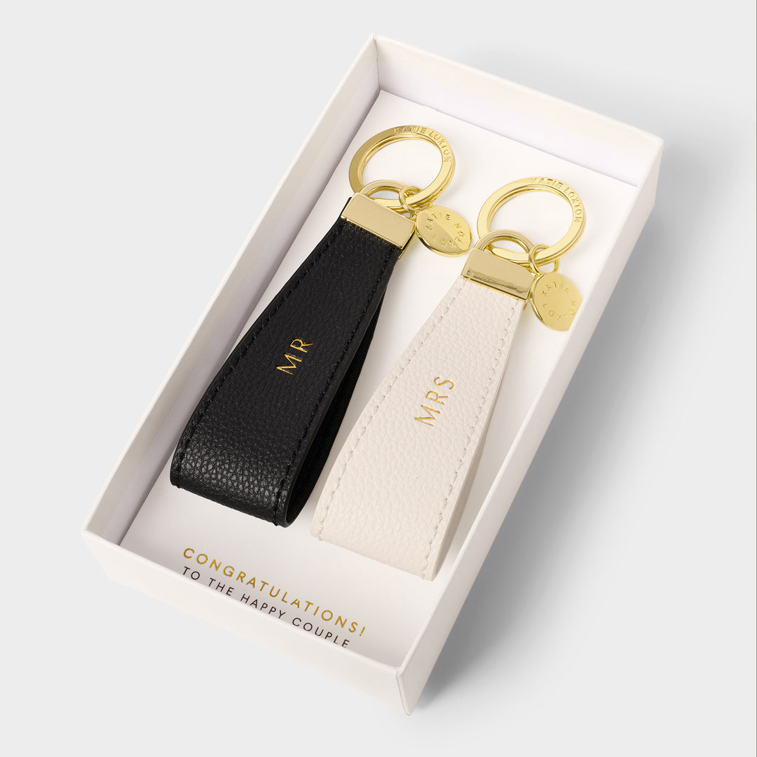 Katie Loxton Mr & Mrs Boxed Keyring Off White